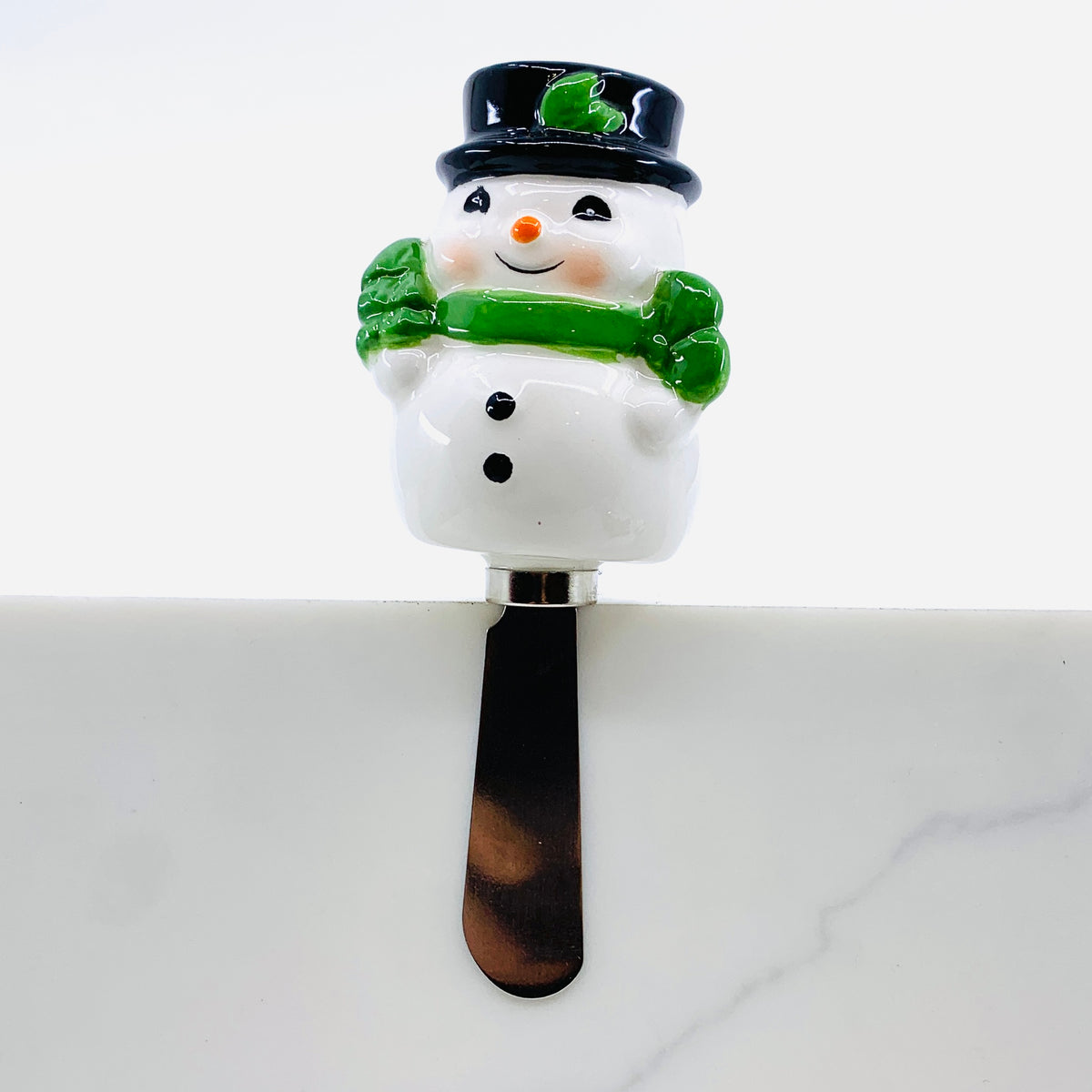 Vintage Holiday Spreader, Snowman with Green Scarf