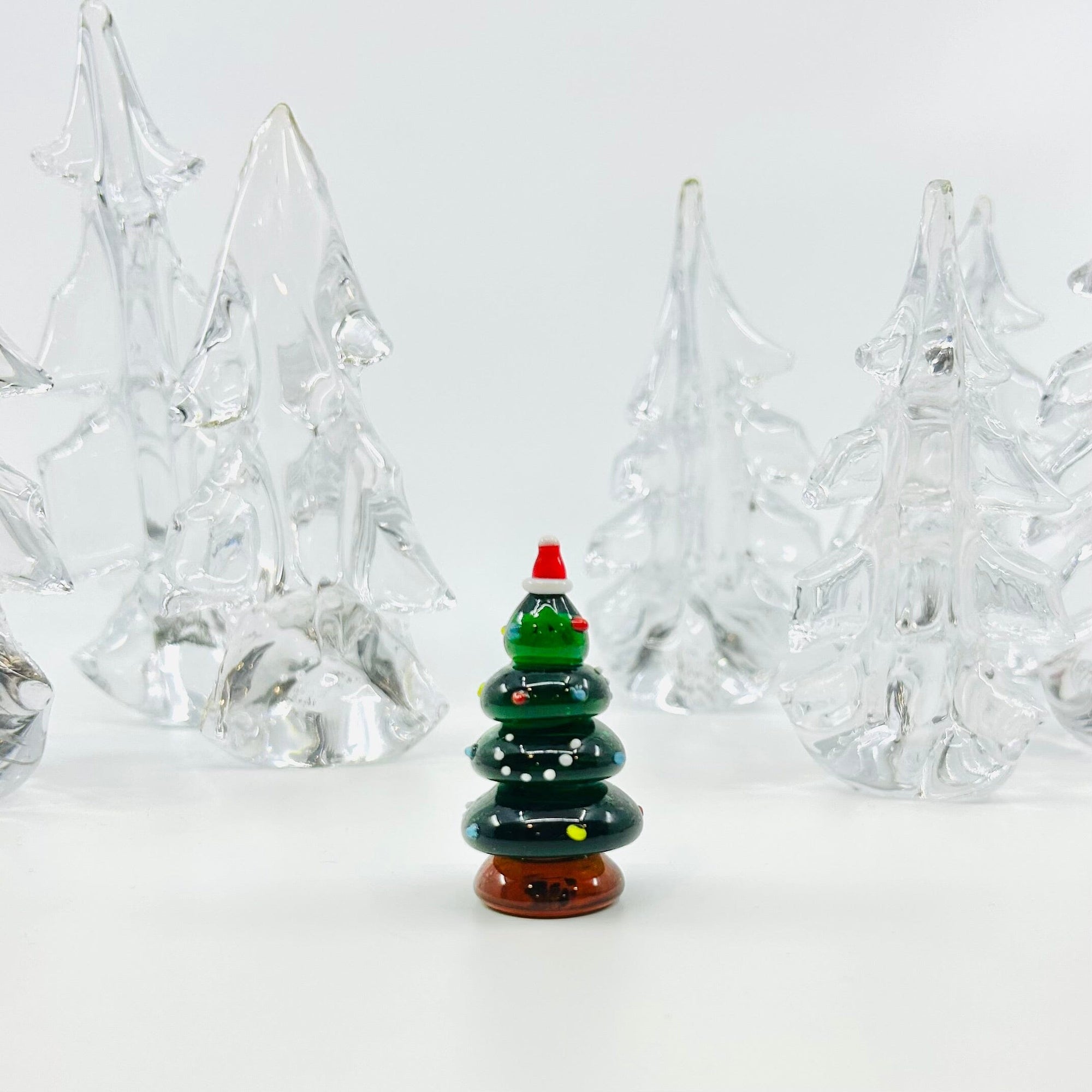 Little Glass Trees, Santa Hat Miniature - 