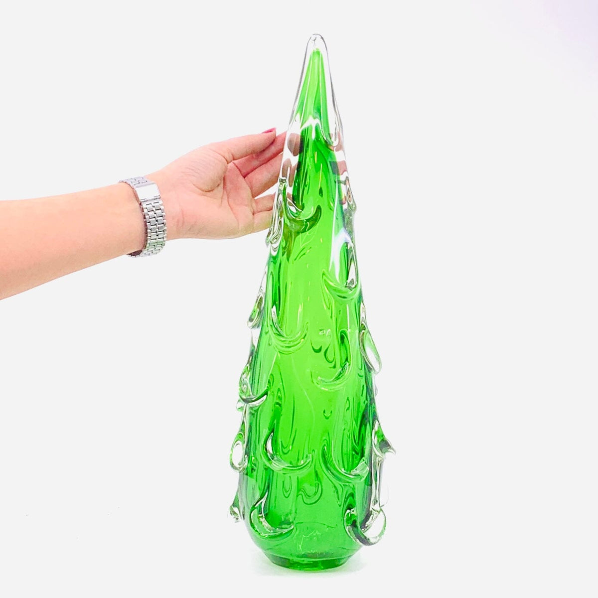 Snow Drift Blown Glass Tree, Green Large