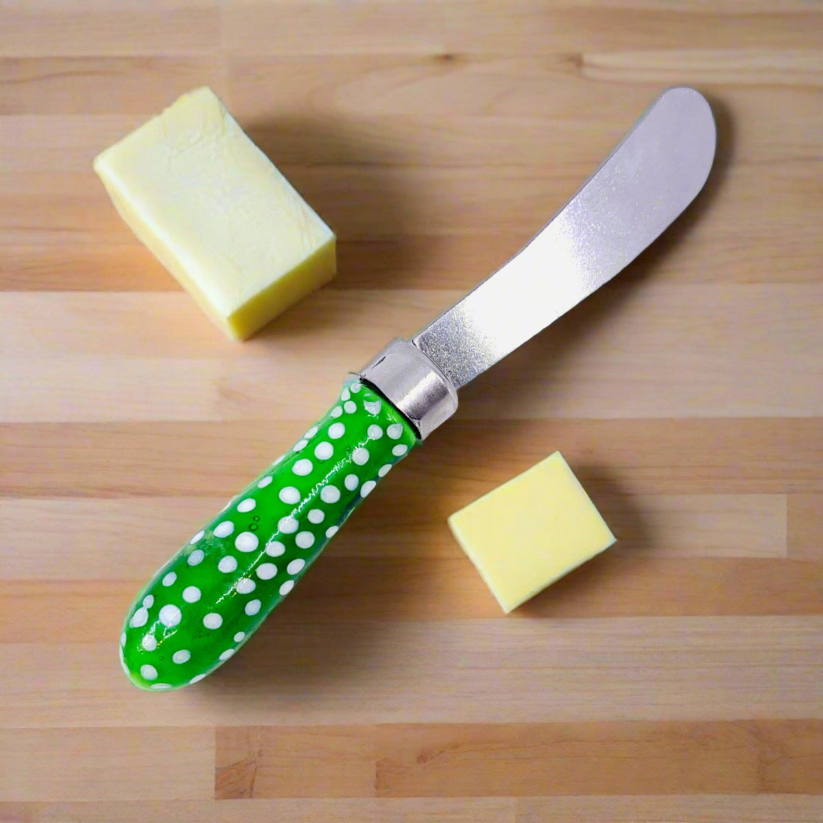 Polka Dot Glass Spreaders, Green Decor Gift Essentials 