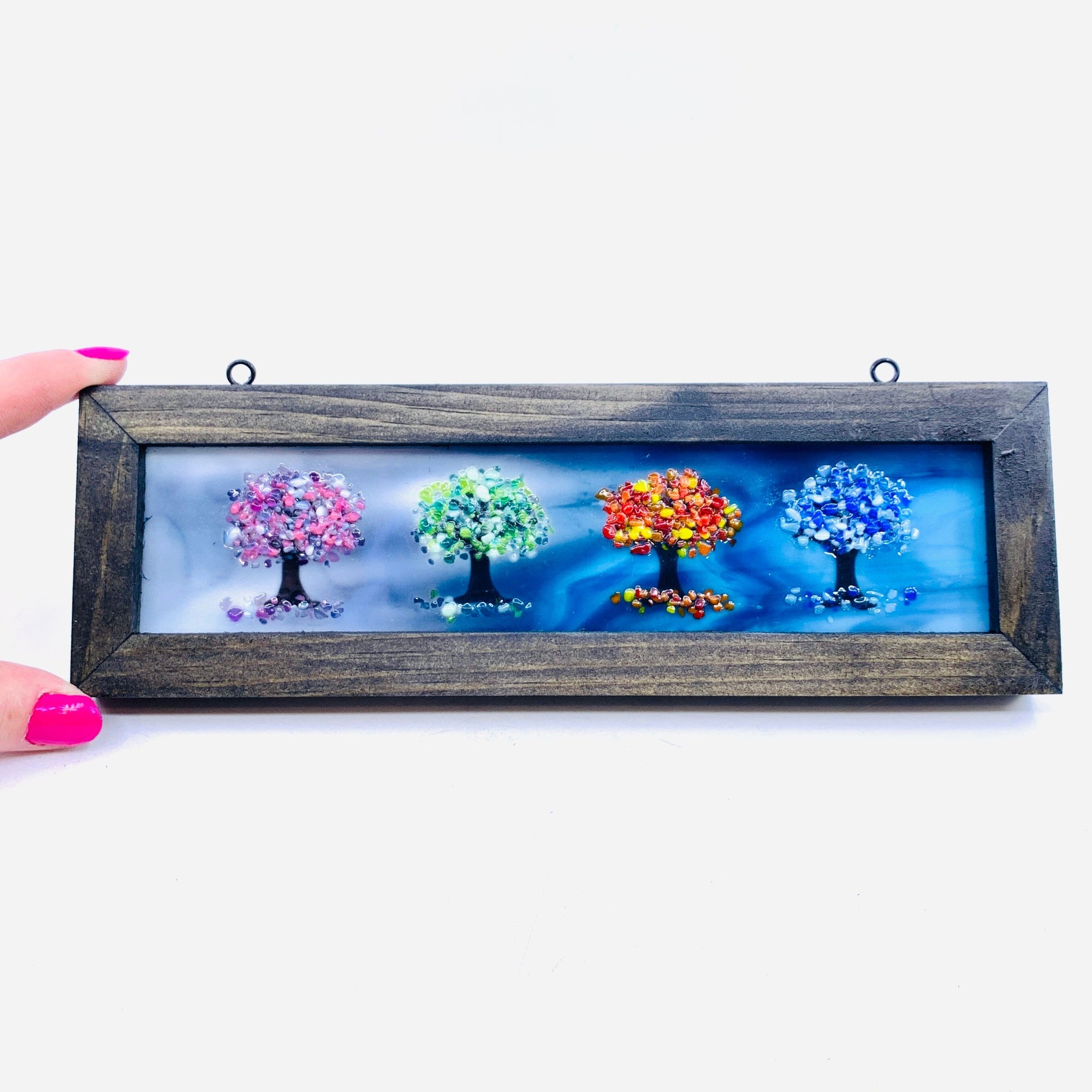 Fused Glass Tree of Life Shadow Box 12, Four Seasons Large Decor Glimmer Glass Gifts 