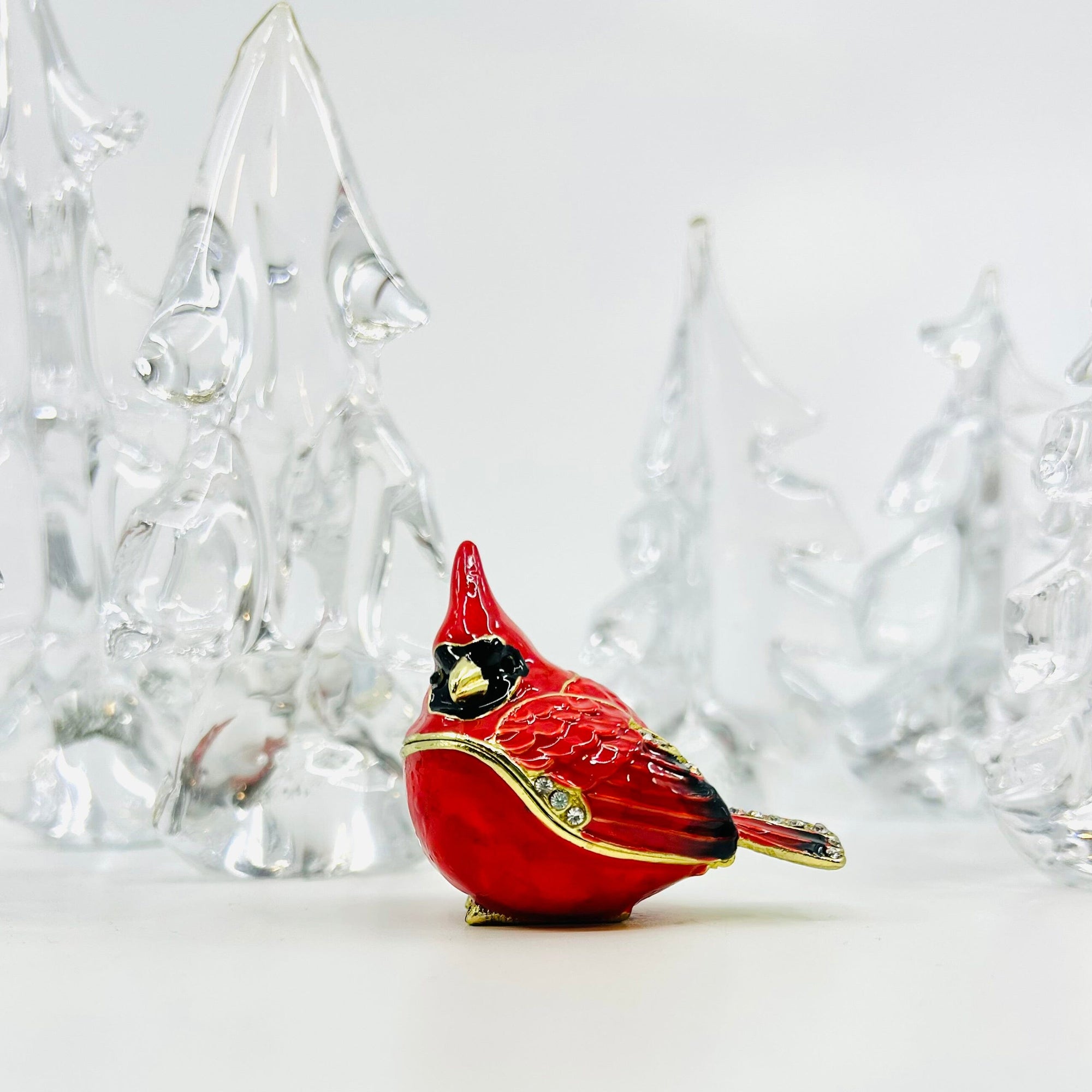 Bejeweled Enamel Trinket Box 11, Cardinal Decor Kubla Craft 