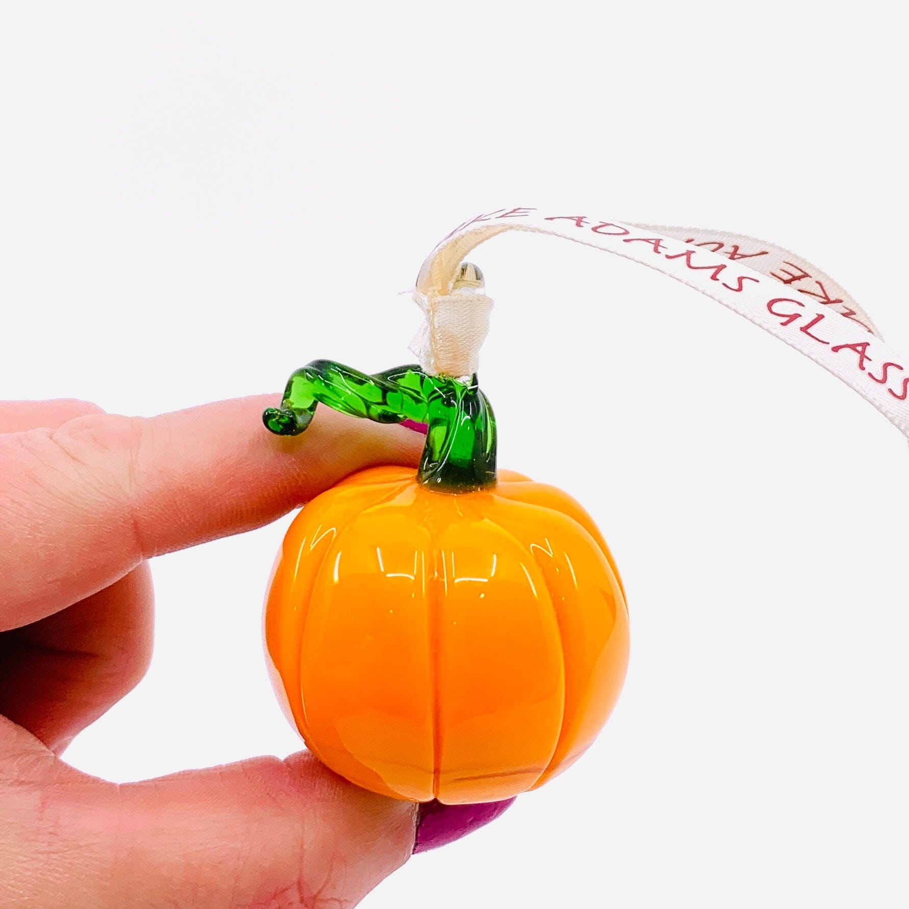 Ribbon Glass Ornament 12, Pumpkin Art Studio 