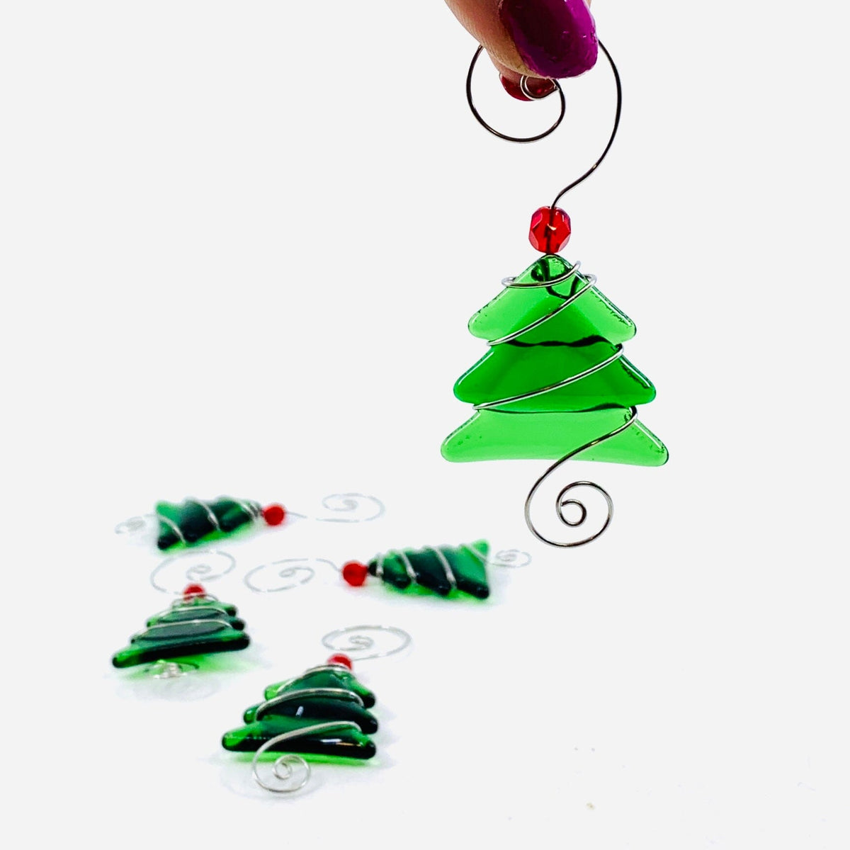 Mini Fused Glass Tree, Green Ornament Haywire Art 