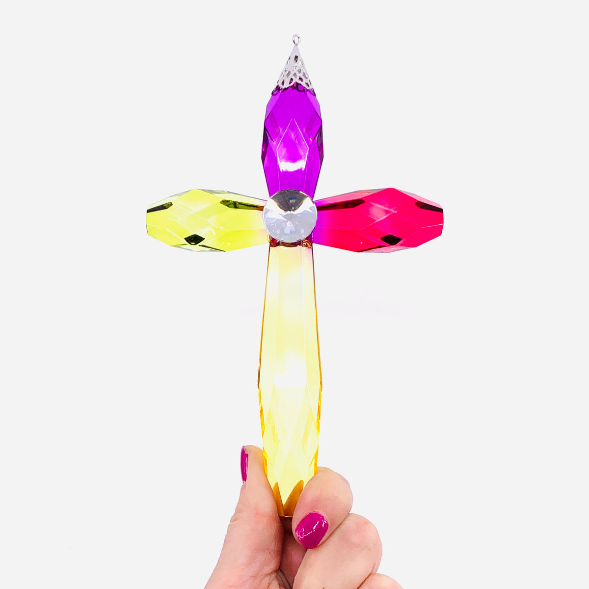 Acrylic Rainbow Cross Ornament, Flower