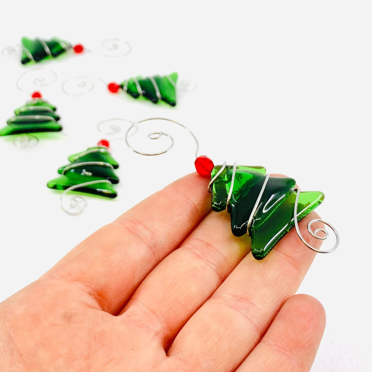 Mini Fused Glass Tree, Green Ornament Haywire Art 