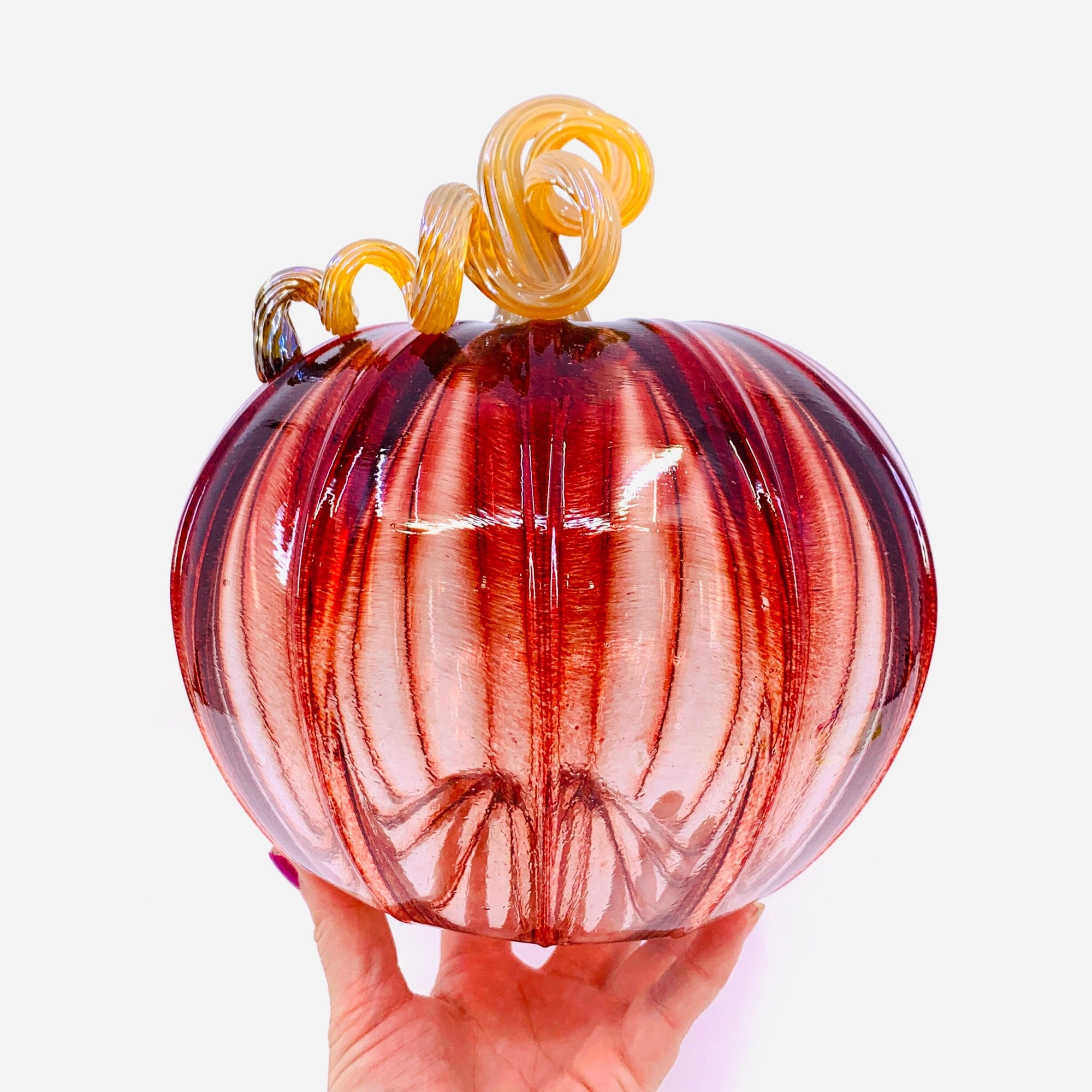 Vessel Glass Handblown Pumpkin- Classic Orange - Wendell August Forge