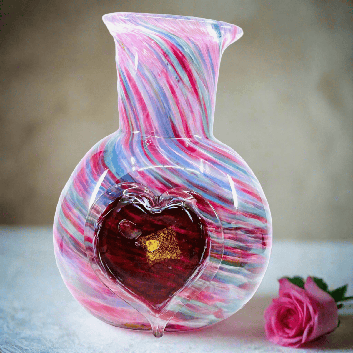 Facebook Live Vase 222 &quot;Heart&quot; Facebook Live Luke Adams Glass Blowing Studio 