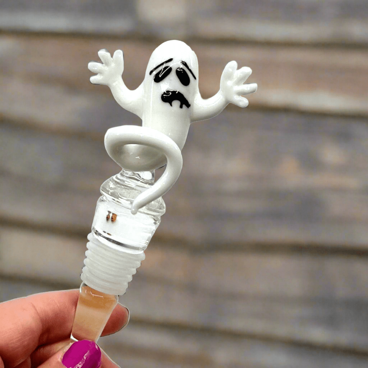 Spooky Glass Bottle Stopper, Ghost - 