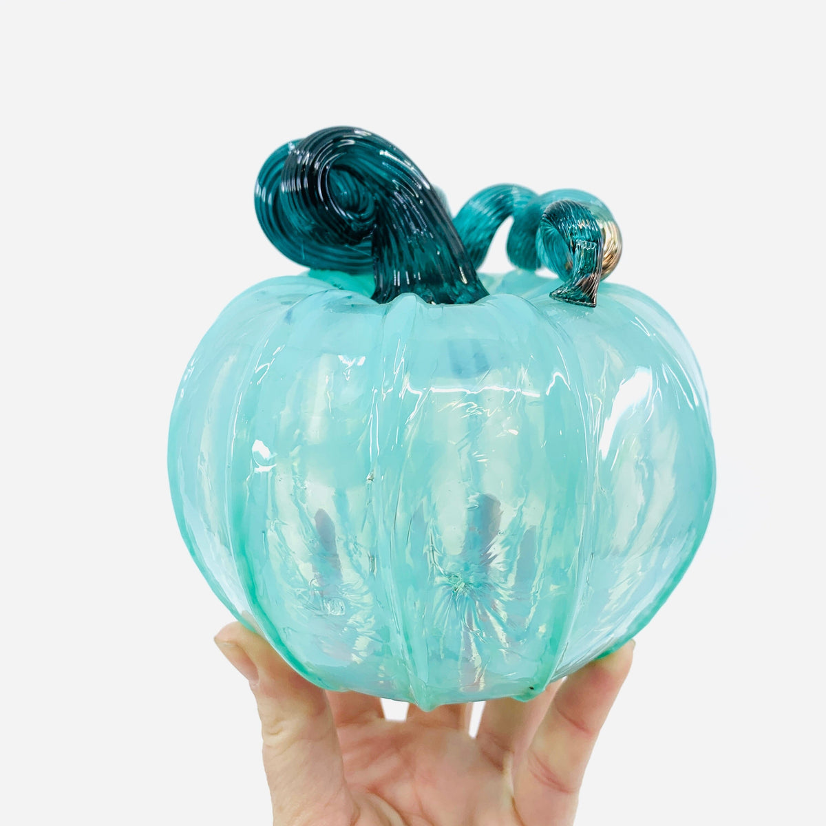 Overproduced Catalog Pumpkin - Tiffany Mint Gabby Luke Adams Glass Blowing Studio 