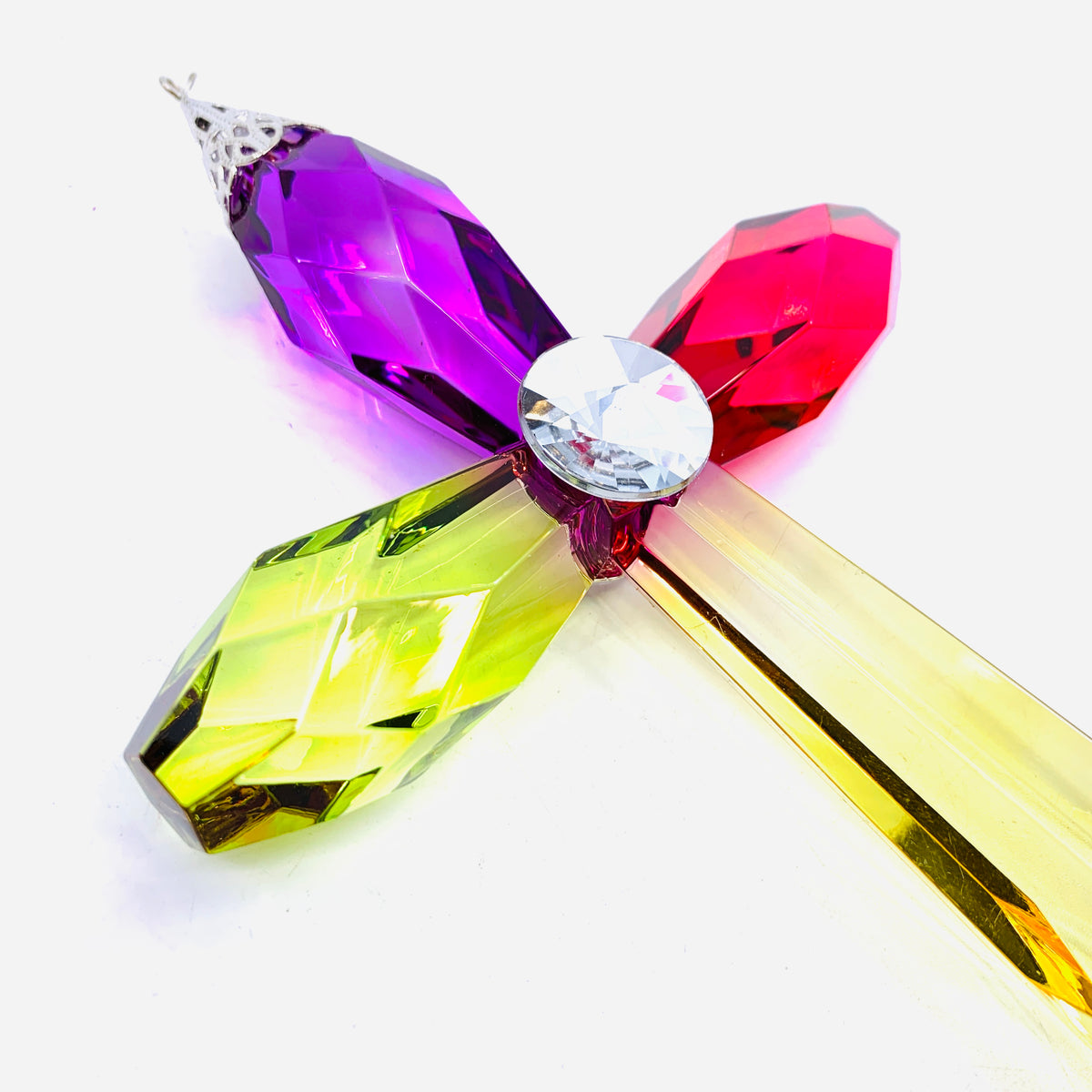 Acrylic Rainbow Cross Ornament, Flower