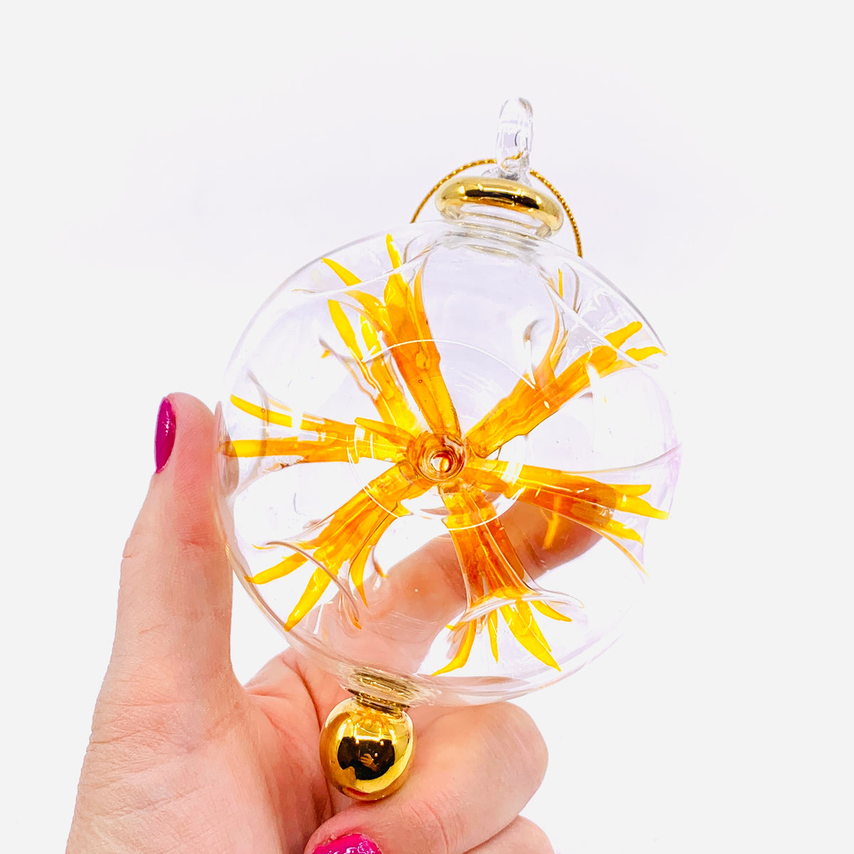 Hand Blown Starburst Ornaments, Orange Large