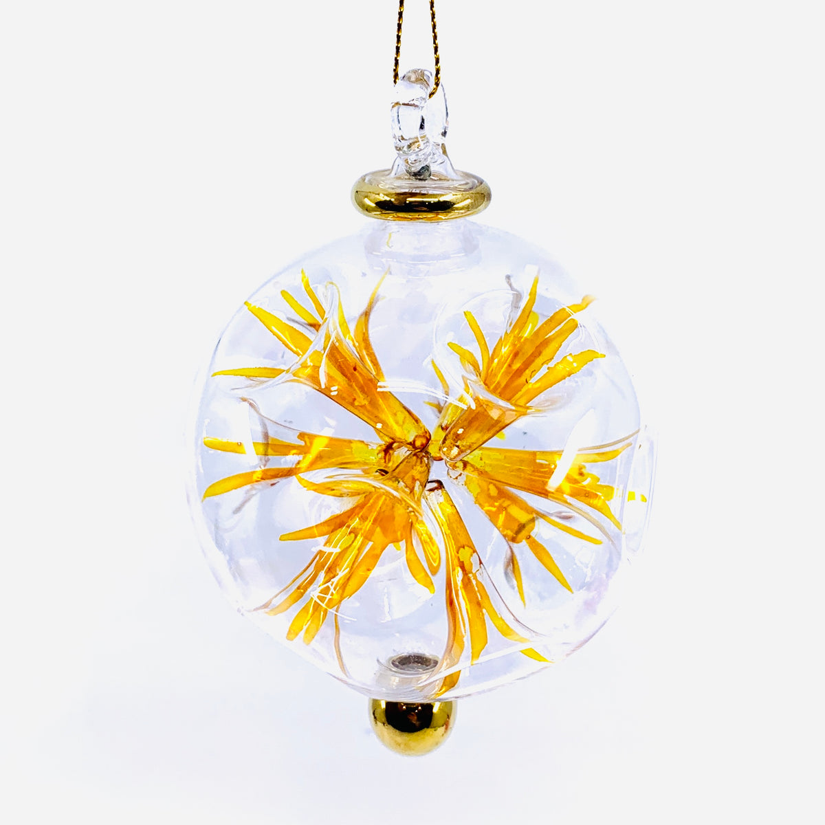 Hand Blown Starburst Ornaments, Orange Large