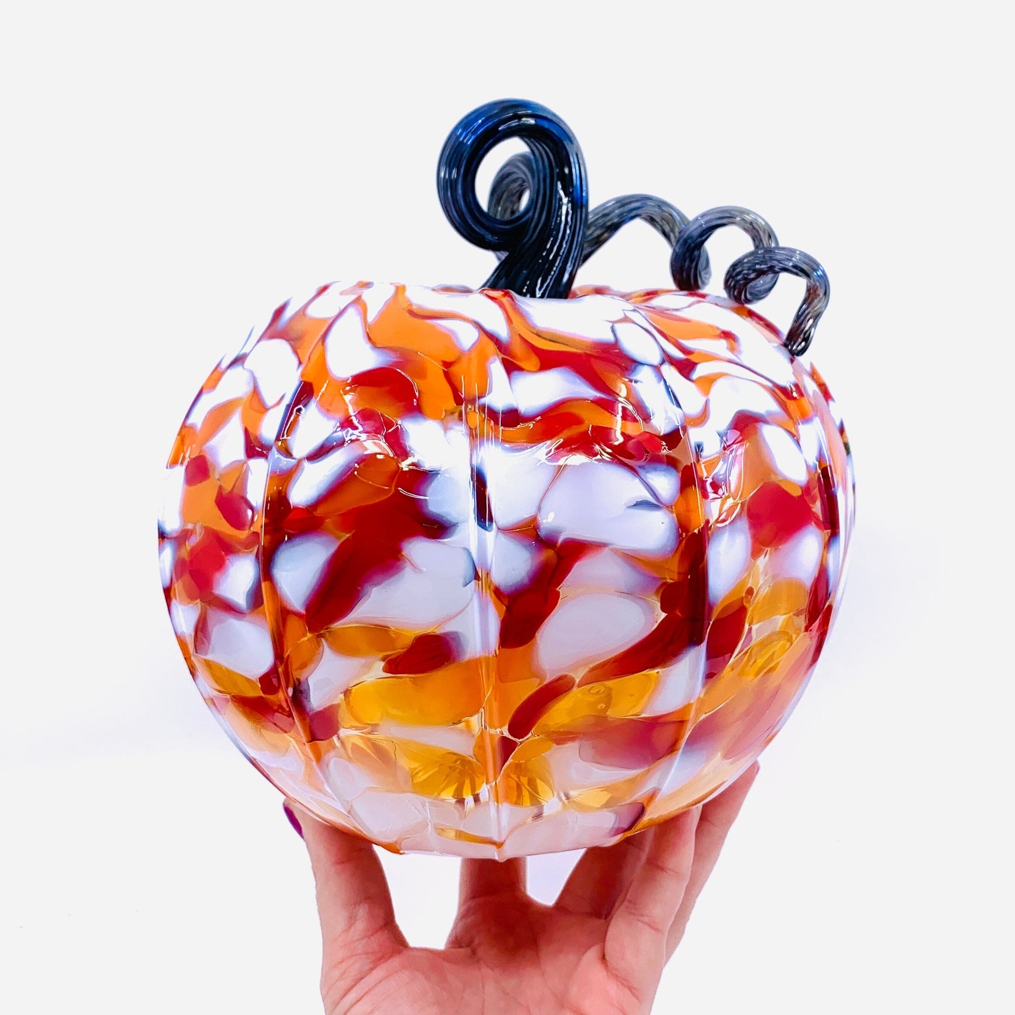 Confetti Orange Pumpkin, Large Pumpkin Luke Adams Glass Blowing Studio 