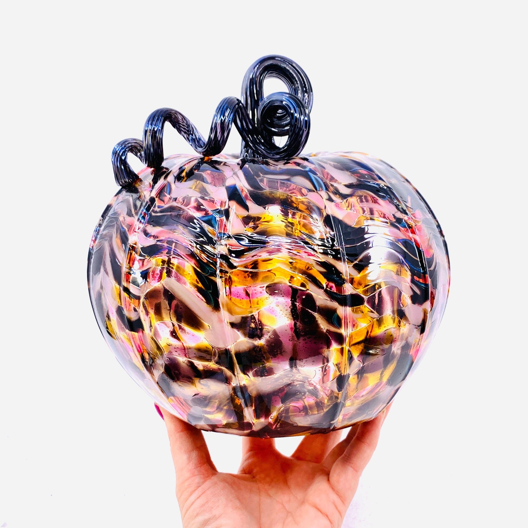 Black Dahlia Pumpkin, Large Pumpkin Luke Adams Glass Blowing Studio 