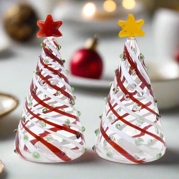 Blown Glass Salt and Pepper Shakers, Xmas Trees Decor Gift Essentials 