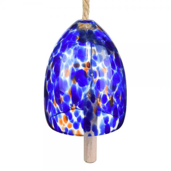 Blown Glass Bell Wind Chime, Cobalt Decor Gift Essentials 