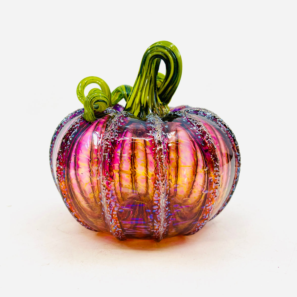 Pink Amber Fade and Gold Frost Spec. Green Stem Squat Pumpkin