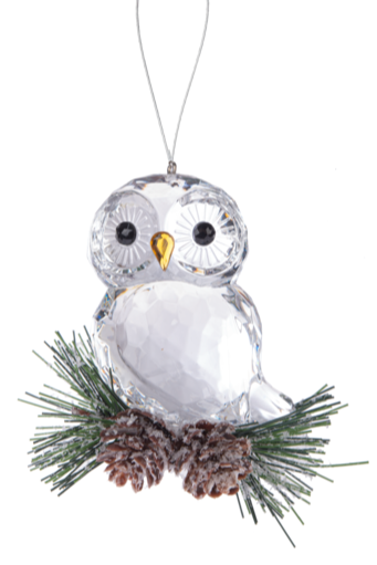 Perched Owl Acrylic Crystal Ornament