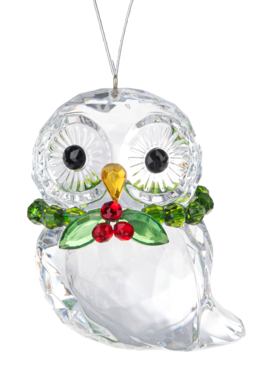 Owl with Wreath Acrylic Crystal Ornament