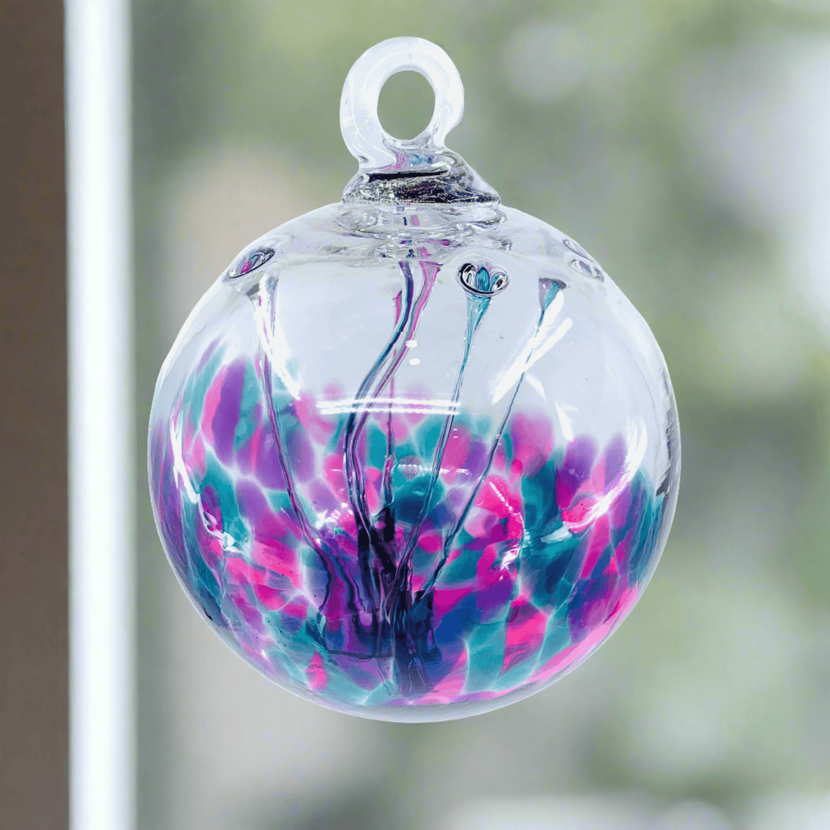 Wish Ball Ornament, Peacock Wish Ball Luke Adams Glass Blowing Studio 