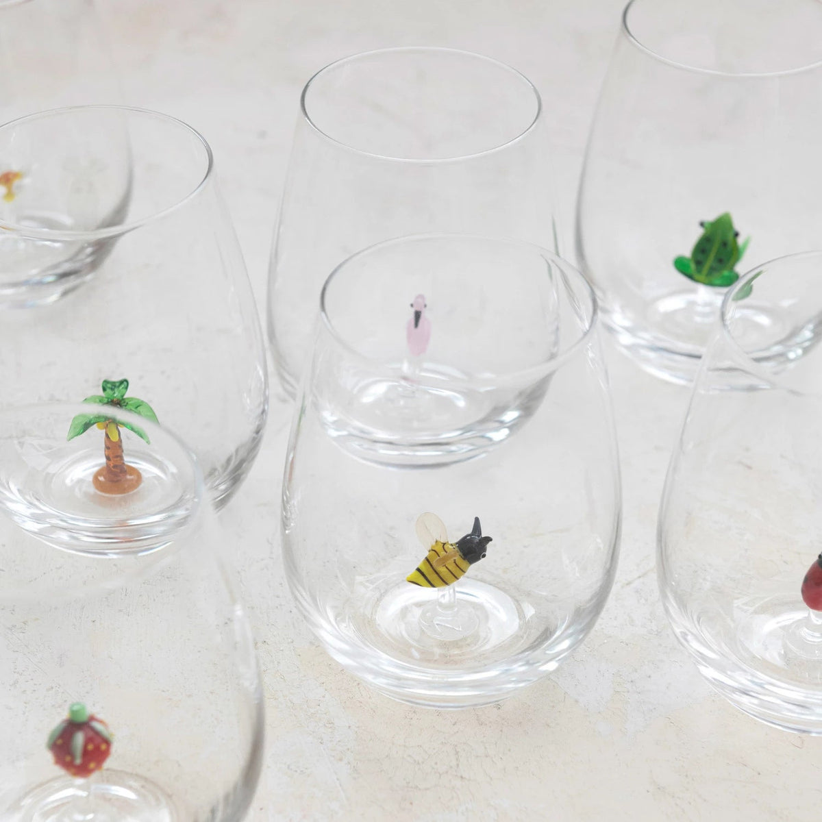 Tiny Animal Large Pour Wine Glass, Palm Tree Decor Creative Co-Op 
