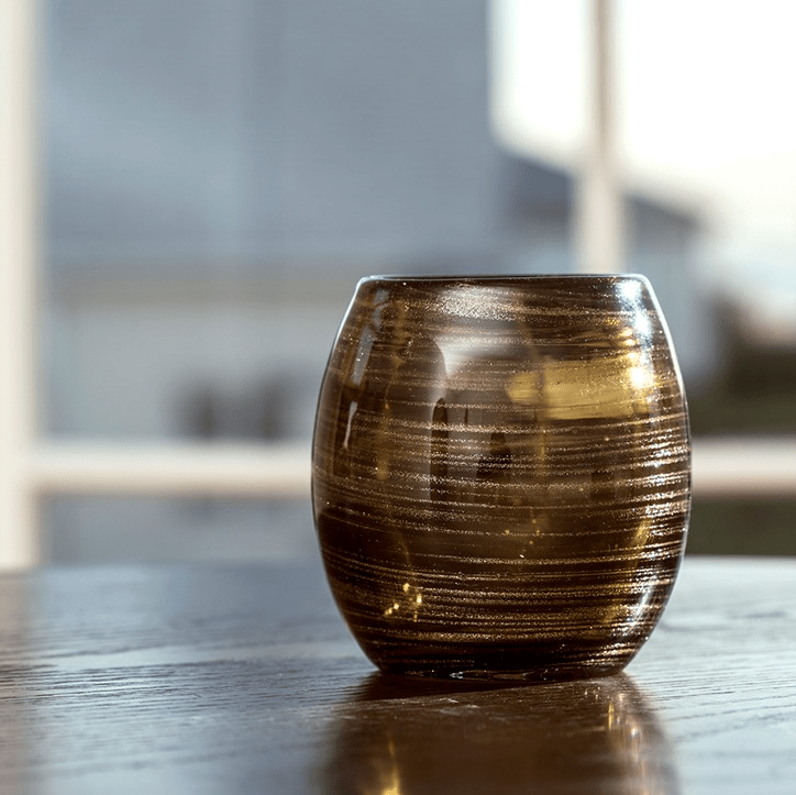 Handblown Artisanal Votive Holder, Smoky Quartz Dynasty 