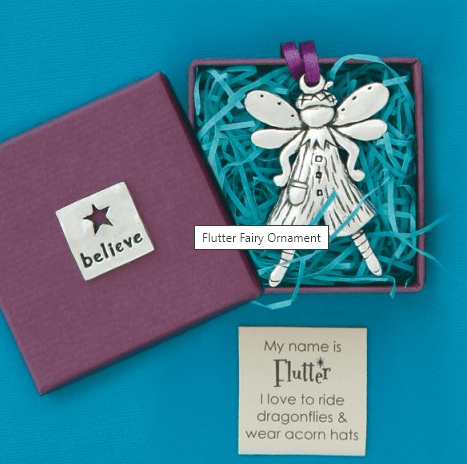 Pewter Fairy Believe Ornament, Flutter Basic Spirit 