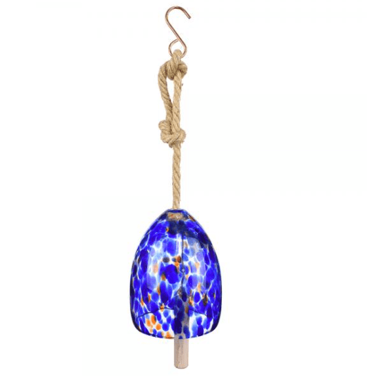 Blown Glass Bell Wind Chime, Cobalt Decor Gift Essentials 