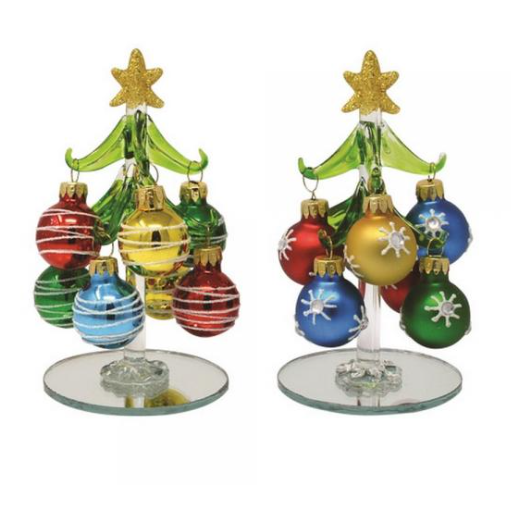 Mini Glass Ornament Tree, Silver Swirl 24