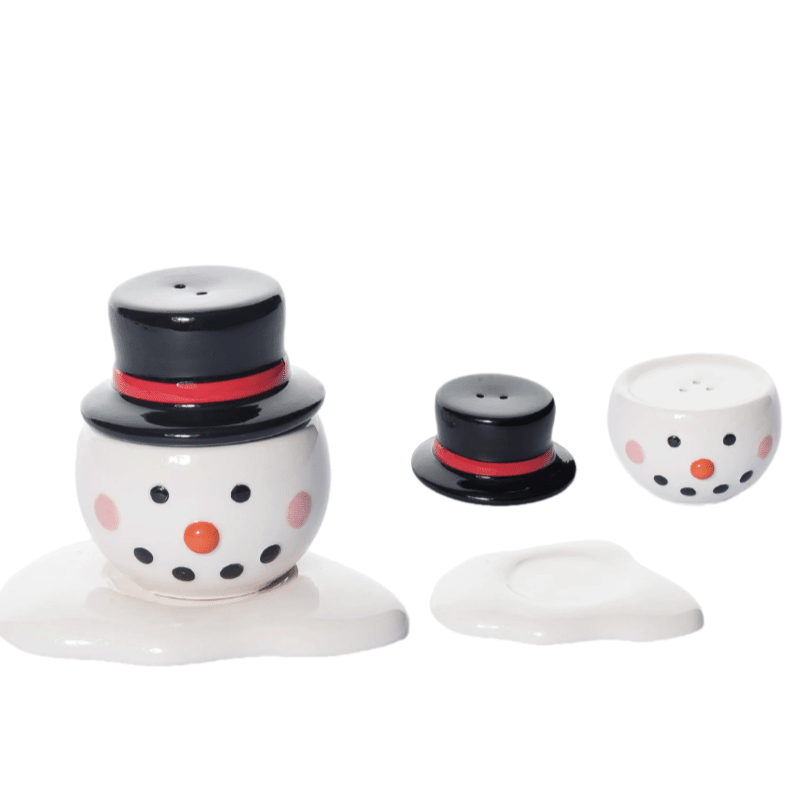 Melted Snowman Salt &amp; Pepper Shakers Transpac 