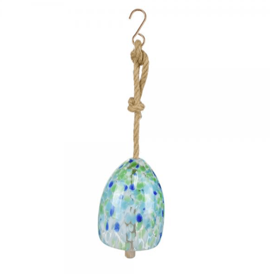 Blown Glass Bell Wind Chime, Blue/Green Decor Gift Essentials 