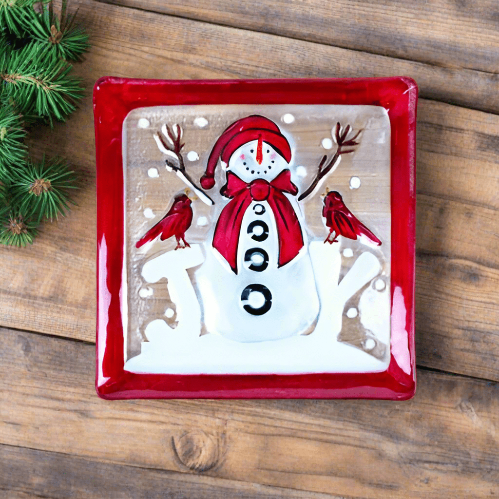 Glass Fusion Platter, Snowman Joy 12 Decor Gift Essentials 