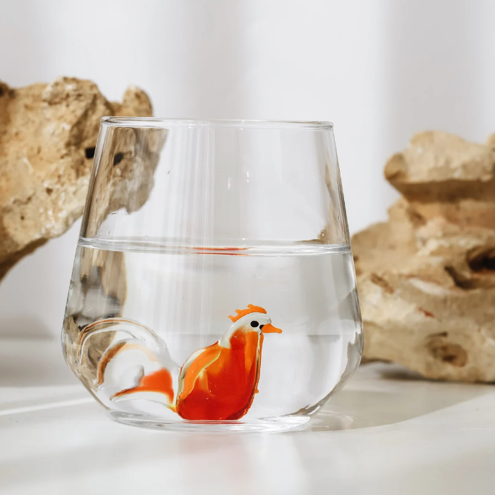 Tiny Animal Wine Glass, Rooster