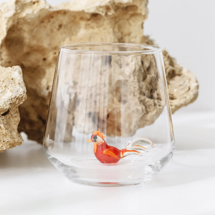 Tiny Animal Wine Glass, Rooster