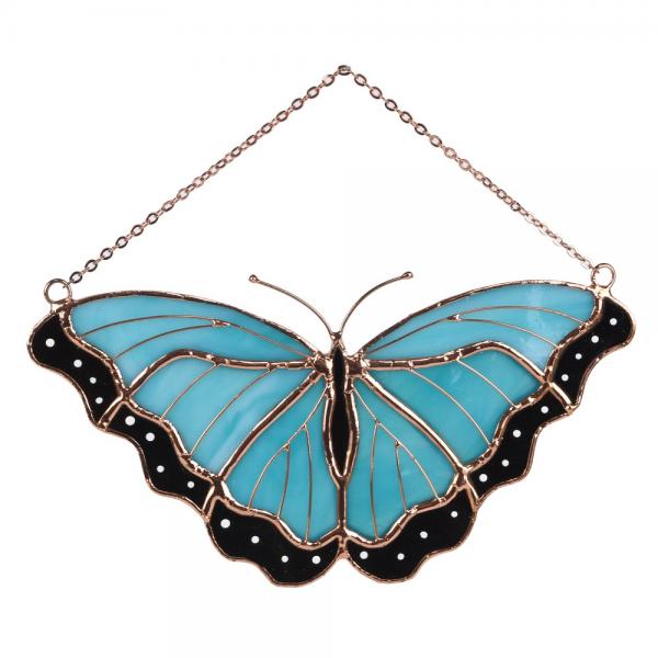 Stained Glass Suncatcher, Blue Morpho Butterfly