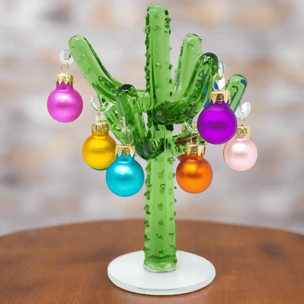 Glass Whimsical Christmas Cactus 7 Decor Gift Essentials 