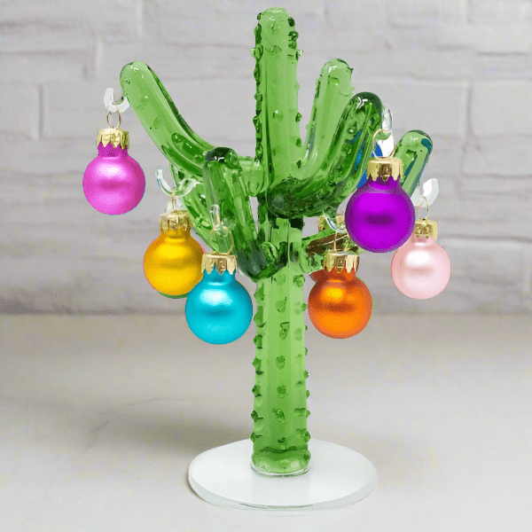 Glass Whimsical Christmas Cactus 7 Decor Gift Essentials 