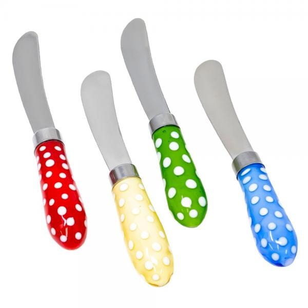 Polka Dot Glass Spreaders, Red Decor Gift Essentials 