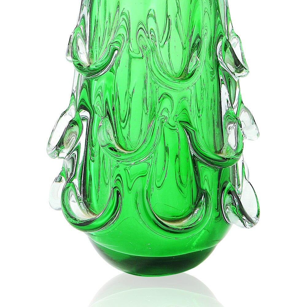 Snow Drift Blown Glass Tree, Green Small Diamond Star 