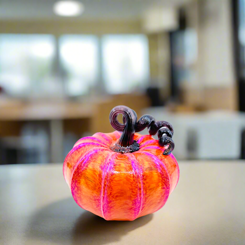 Dunkin Punkin - Orange Squat Pumpkin with Purple Shimmer and Black Stem