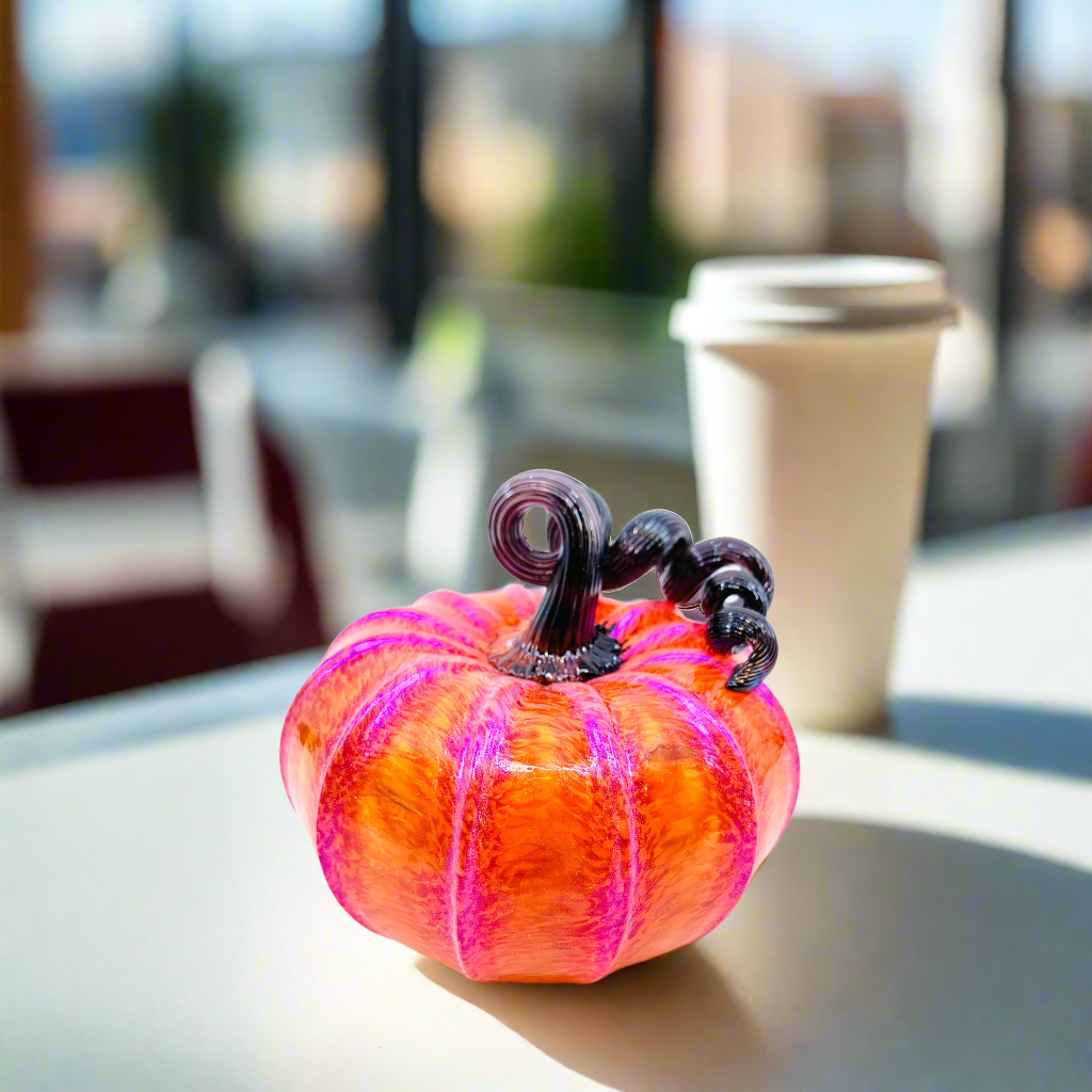 Dunkin Punkin - Orange Squat Pumpkin with Purple Shimmer and Black Stem