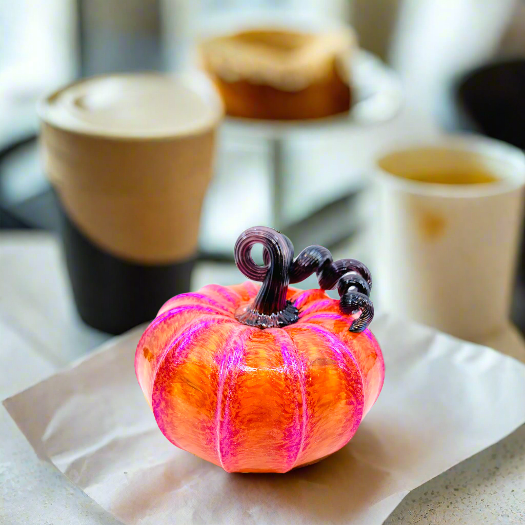 Dunkin Punkin - Orange Squat Pumpkin with Purple Shimmer and Black Stem