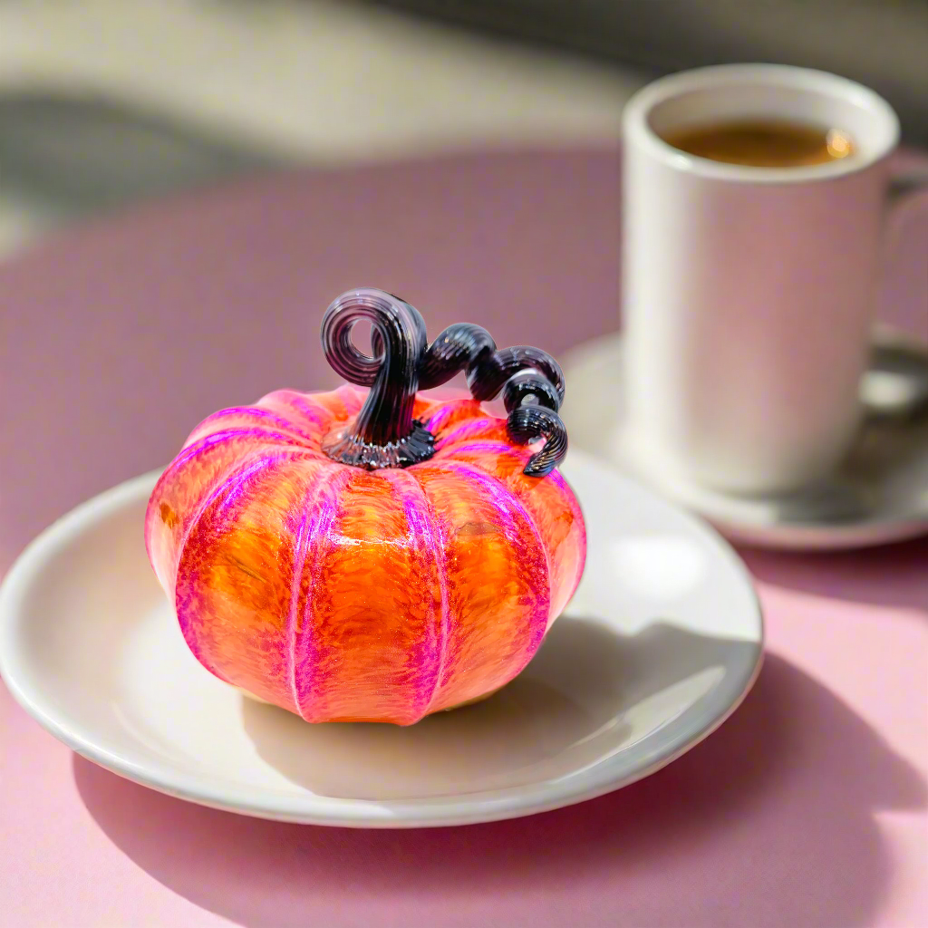 Dunkin Punkin - Orange Squat Pumpkin with Purple Shimmer and Black Stem