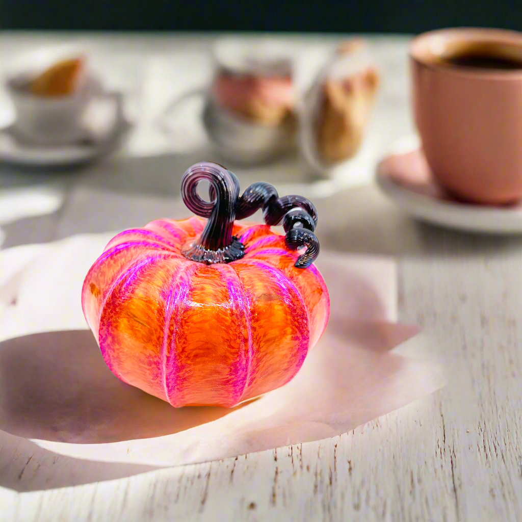 Dunkin Punkin - Orange Squat Pumpkin with Purple Shimmer and Black Stem