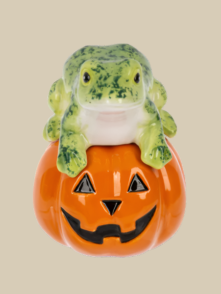 Spooky Stacker Salt and Pepper Shakers, Frog and Jack O&#39;Lantern