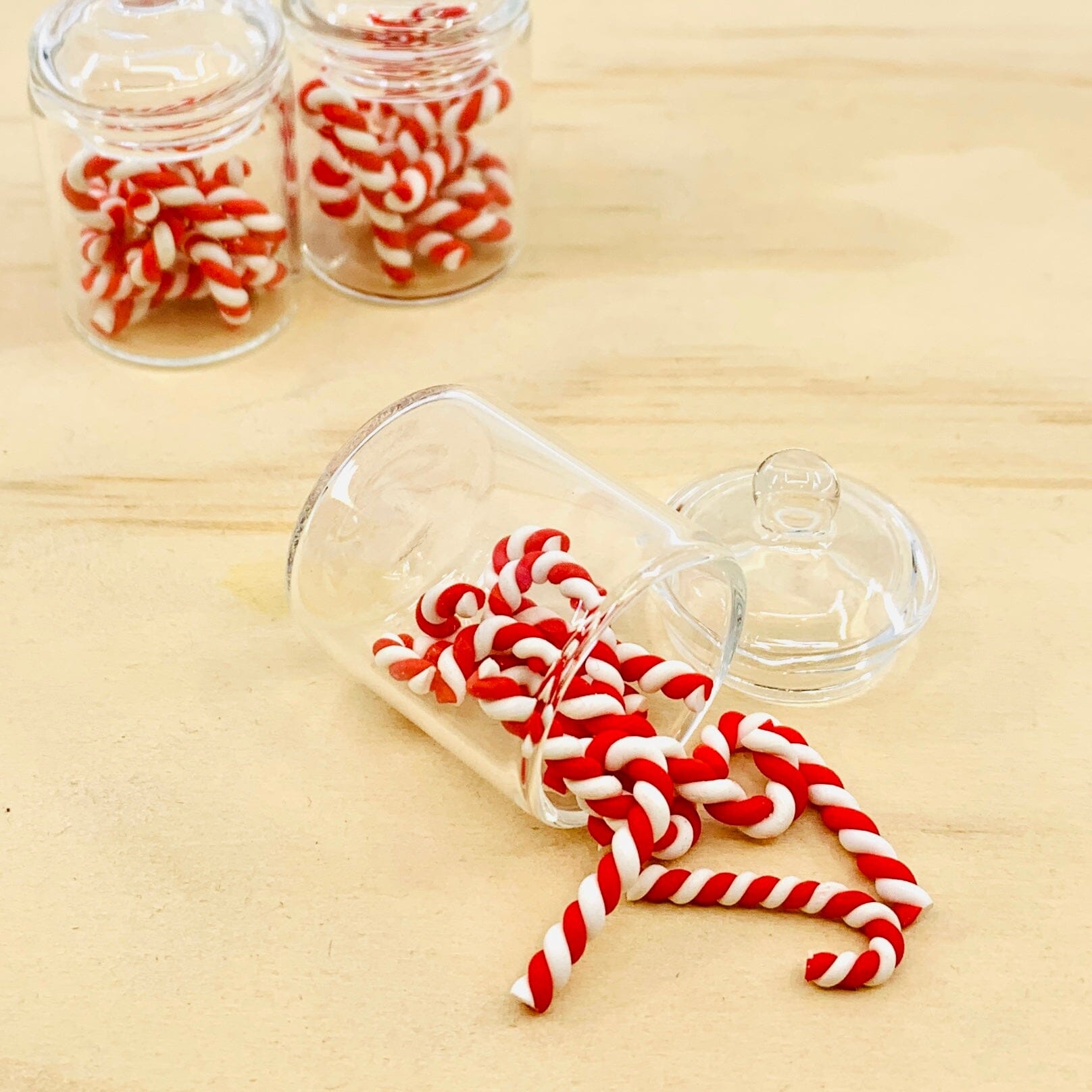 Tiniest Glass Jar of Candy Canes - Luke Adams Glass Blowing Studio