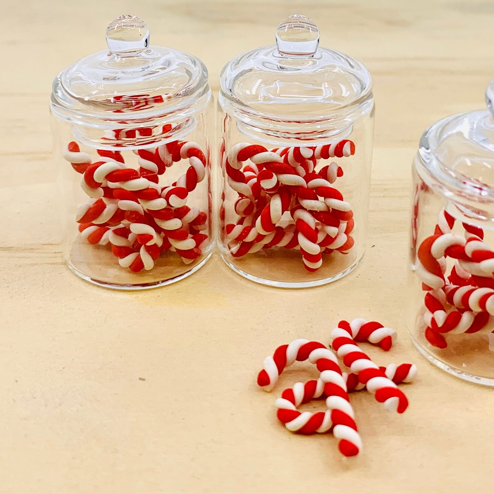 Tiniest Glass Jar of Candy Canes - Luke Adams Glass Blowing Studio