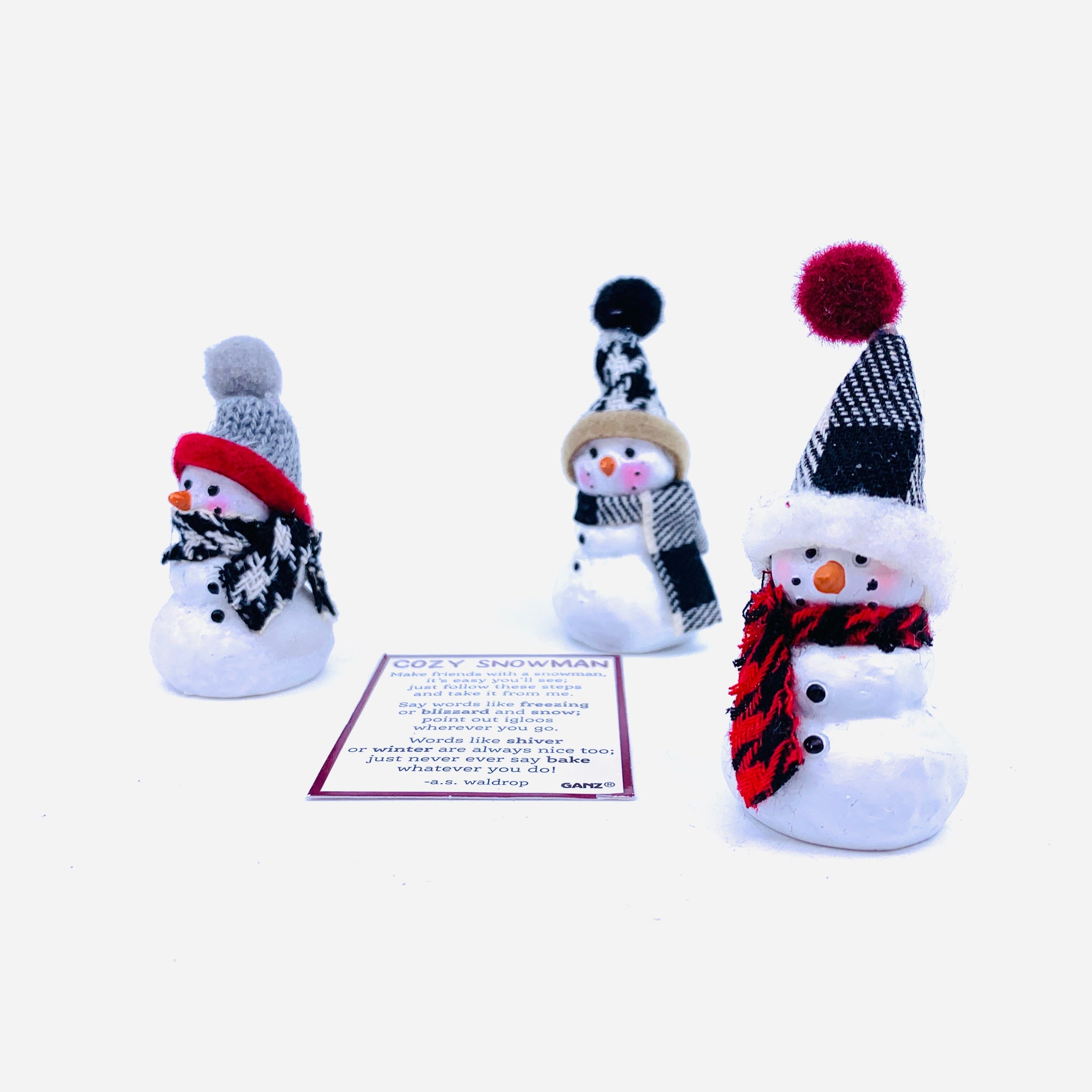 Cozy Snowmen Pocket Charm PT43 - Luke Adams Glass Blowing Studio