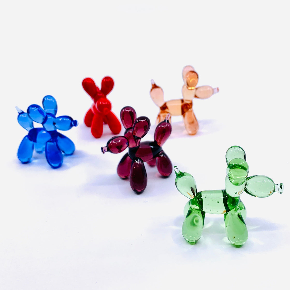 6 Pack Balloon Dog Figurines - Luke Adams Glass Blowing Studio